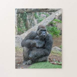 Gorilla bij de zoo-puzzel legpuzzel
