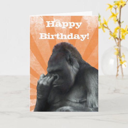 Gorilla Birthday Kaart (Gele Bloem)