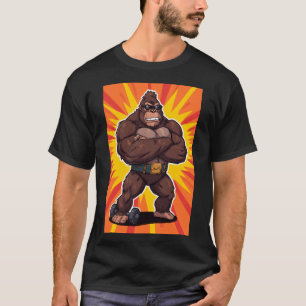 Gorilla Bodybuilder Gewichtheffer Pop Art Cartoon T-shirt