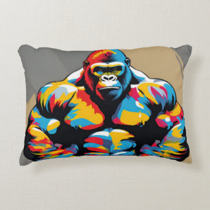 Gorilla Bodybuilder Gewichtslifter Pop Art Cartoon Accent Kussen