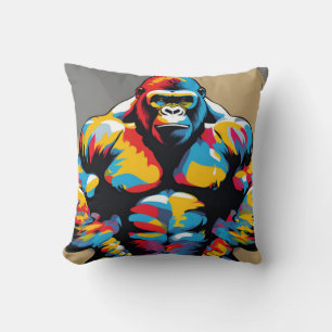Gorilla Bodybuilder Gewichtslifter Pop Art Cartoon Kussen