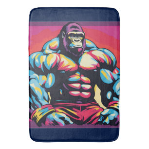 Gorilla Bodybuilder Lifter Pop Art Cartoon Badmat