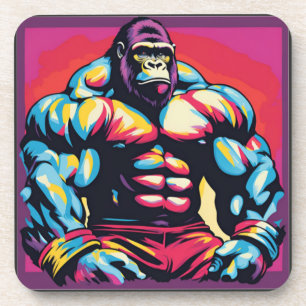 Gorilla Bodybuilder Lifter Pop Art Cartoon Bier Onderzetter
