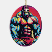 Gorilla Bodybuilder Lifter Pop Art Cartoon Keramisch Ornament (Rechts)