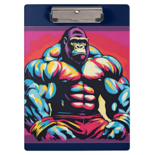 Gorilla Bodybuilder Lifter Pop Art Cartoon Klembord