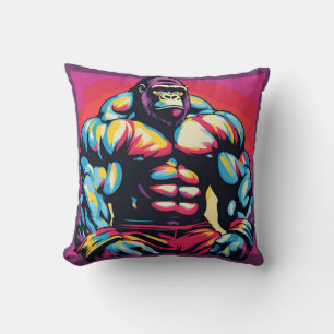 Gorilla Bodybuilder Lifter Pop Art Cartoon Kussen