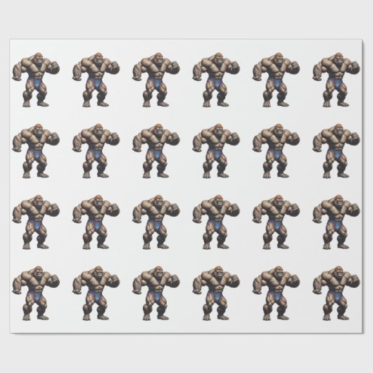 Gorilla Bodybuilder Pop Art Cartoon Drawing Cadeaupapier (Vlak)
