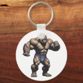 Gorilla Bodybuilder Pop Art Cartoon Drawing Sleutelhanger (Voorkant)