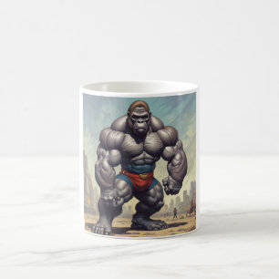 Gorilla Bodybuilder Pop Art Cartoon Tekenen Koffiemok