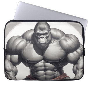 Gorilla Bodybuilder Pop Art Cartoon Tekenen Laptop Sleeve