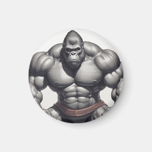 Gorilla Bodybuilder Pop Art Cartoon Tekenen Magneet