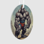 Gorilla Bodybuilder Pop Art Cartoon Tekenen Ornament (voorkant)