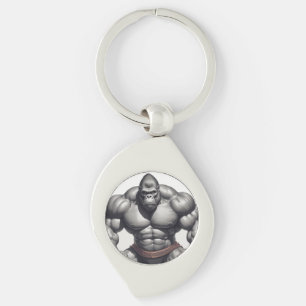 Gorilla Bodybuilder Pop Art Cartoon Tekenen Sleutelhanger