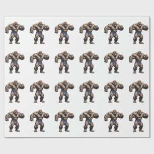 Gorilla Bodybuilder Pop Art Cartoon Tekening Cadeaupapier