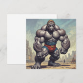 Gorilla Bodybuilder Pop Art Cartoon Tekening Kaart (Voorkant / Achterkant)
