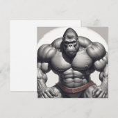 Gorilla Bodybuilder Pop Art Cartoon Tekening Kaart (Voorkant / Achterkant)