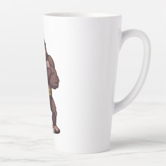 Gorilla Bodybuilder Weight Lifter Pop Art Cartoon Latte Mok (Rechts)