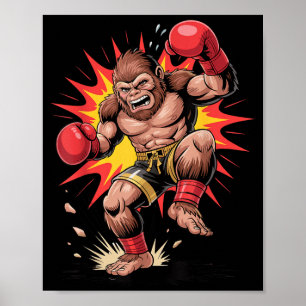 Gorilla Bokskampioen Retro Arcade Vechtende Aap Poster