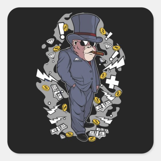 Gorilla Boss Vierkante Sticker (Voorkant)