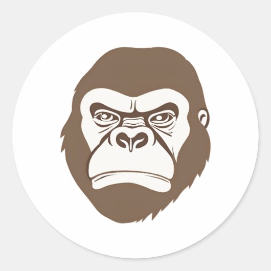 Gorilla Cartoon Tekening Ronde Sticker (Voorkant)