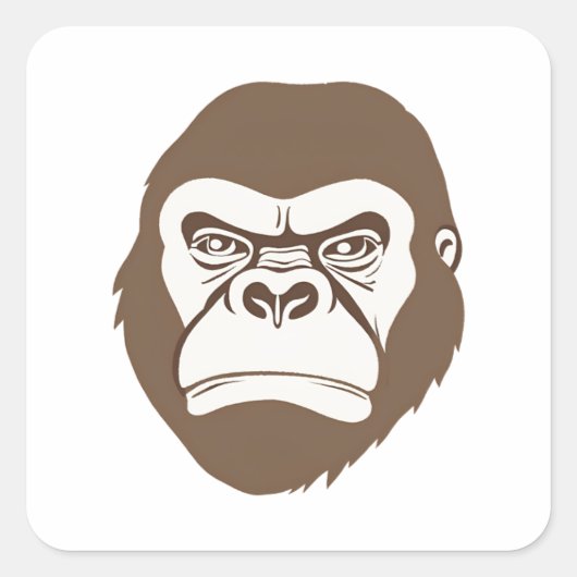 Gorilla Cartoon Tekening Vierkante Sticker (Voorkant)