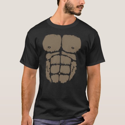 Gorilla Chest Muscle Belly Monkey Costume T-shirt (Voorkant)
