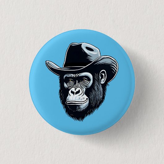 Gorilla Cowboy Ronde Button 3,2 Cm (Voorkant)
