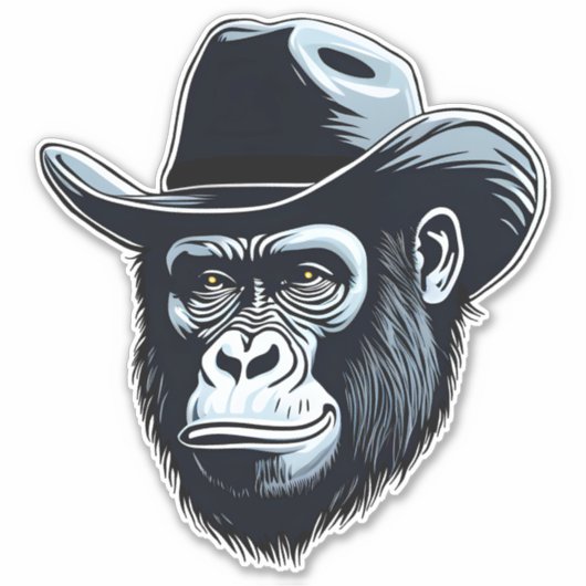 Gorilla Cowboy Sticker (Voorkant)
