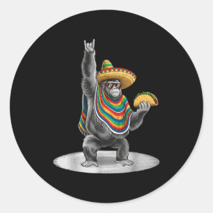 Gorilla die taco draagt grappige cinco de mayo jon ronde sticker