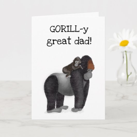 Gorilla en baby-Vaderdag Kaart (Kleine Plant)