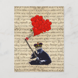 Gorilla en hartballonnen briefkaart