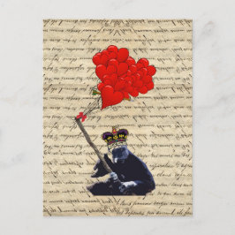 Gorilla en hartballonnen briefkaart