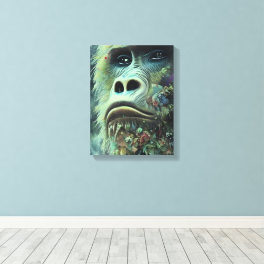 Gorilla en Planten Canvas Afdruk (Insitu (Houten vloer))