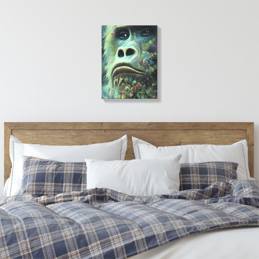 Gorilla en Planten Canvas Afdruk (Insitu (Slaapkamer))