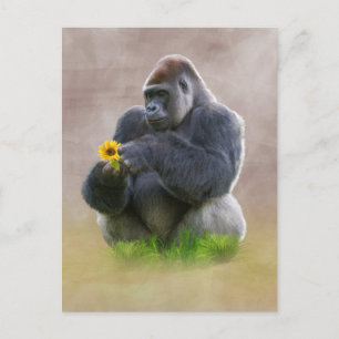 Gorilla en Yellow Daisy Briefkaart