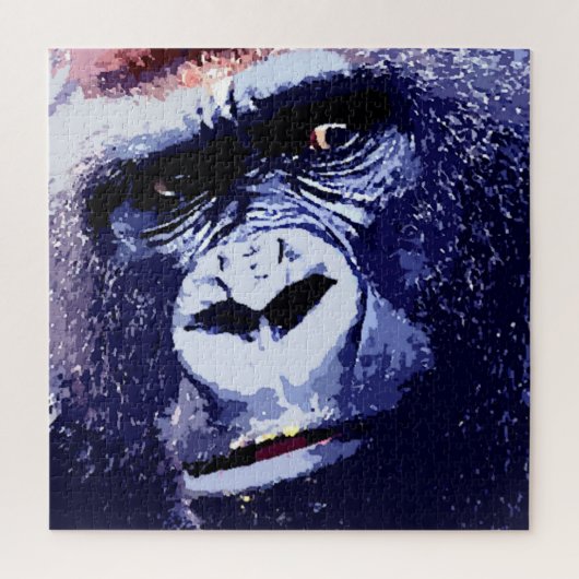 Gorilla Face Blue Pop Art Legpuzzel (Verticaal)