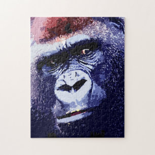 Gorilla Face Blue Pop Art Legpuzzel