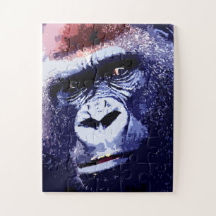 Gorilla Face Blue Pop Art Legpuzzel