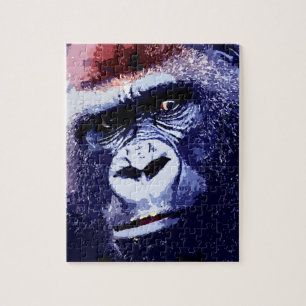 Gorilla Face Blue Pop Art Legpuzzel