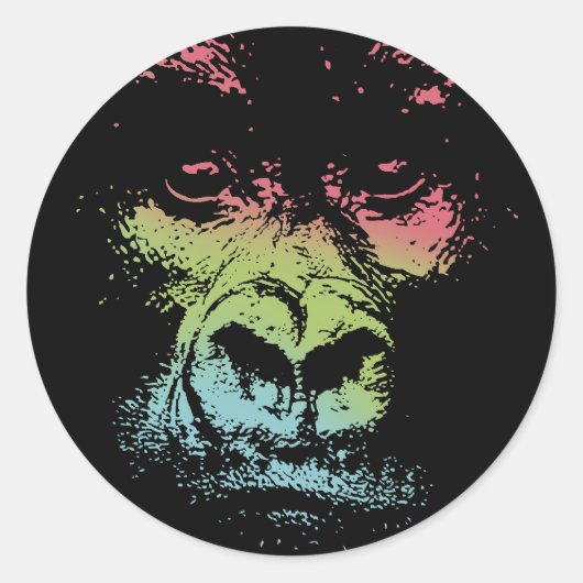 Gorilla Face - Color Ronde Sticker (Voorkant)