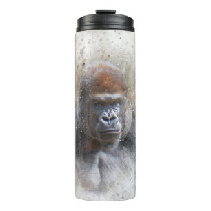 Gorilla Face Portrait Modern Waterverf Thermosbeker