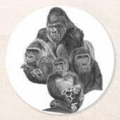Gorilla Family coaster. ゴリラ家族のコースター GorillaLife Ronde Kartonnen Onderzetter (Voorkant)