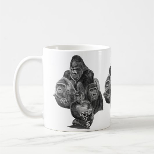 Gorilla Family Mug (ゴリラ家族のマグカップ）Gorilla Life Koffiemok (Links)