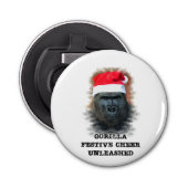 Gorilla feestelijke vrolijkheid ontketend button flesopener (Voorkant)