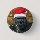 Gorilla feestelijke vrolijkheid ontketend ronde button 3,2 cm (Voorkant)