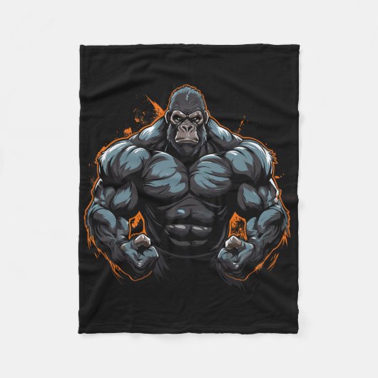 gorilla flexing fleece deken (Voorkant)