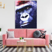 Gorilla Gezicht Pop Art Wrapped Canvas (Insitu (Woonkamer))