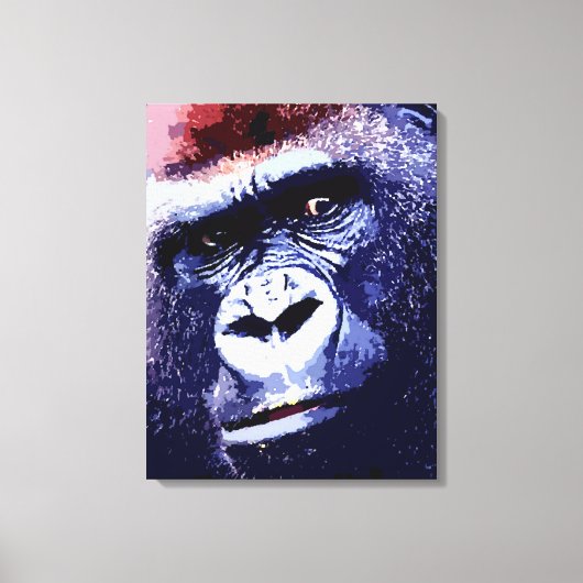 Gorilla Gezicht Pop Art Wrapped Canvas Afdruk (Voorkant)
