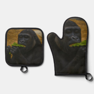 Gorilla Grace - Realistisch wildlife portret Ovenwant & Pannenlap Set