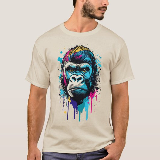 Gorilla Head - Gorilla T-shirt - Kleurrijke Gorill (Voorkant)